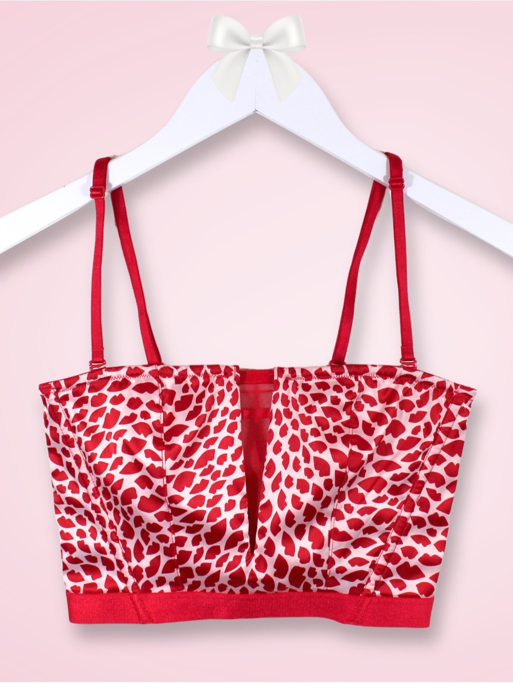 Victoria’s Secret Plunge Bustier Bra X-Small Pink Lip Print